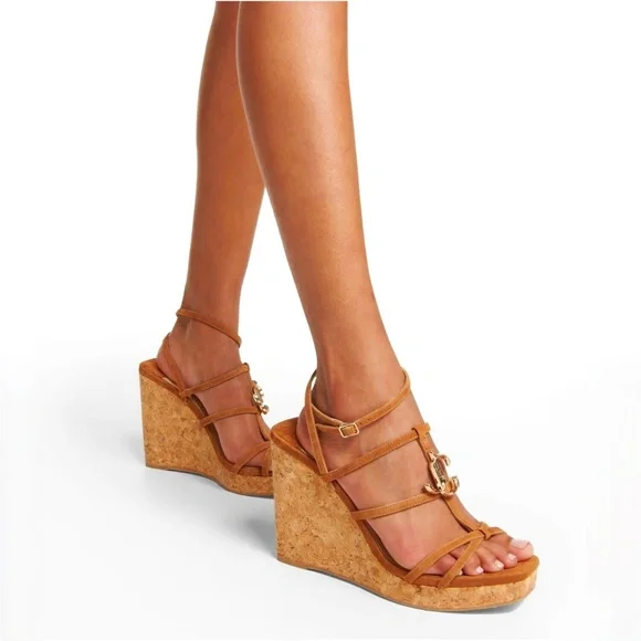 Jimmy Choo - JC 110 Goat Leather Suede Wedge Sandal 39/US9 - Picture 2 of 9